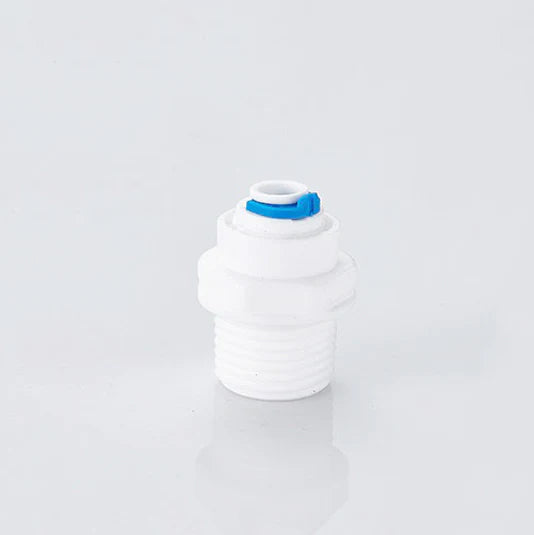 Robinet cuisine évier purificateur d'eau 3 voies - Laiton. Connecteur plastique blanc avec capuchon bleu. Double sortie pour eau pure et eau chaude/froide réglable. Rotation à 360° pour une utilisation flexible. Dimensions: 31 x 28 cm.