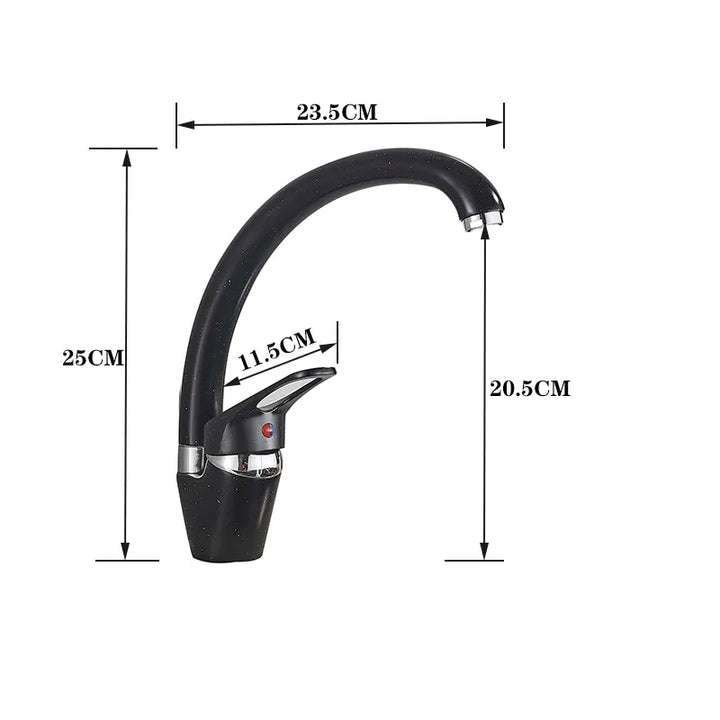 Robinet évier de cuisine arrondi mitigeur tacheté - Laiton. Design rétro avec finition blanche mouchetée. Fonctionnel et décoratif pour toute cuisine. Dimensions : 25 x 23,5 cm.