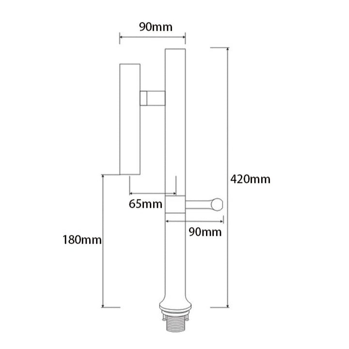 Un diagramme détaillant la poignée du Robinet cuisine évier design fin style bambou en argent brossé de l'Atelier Du Robinet.