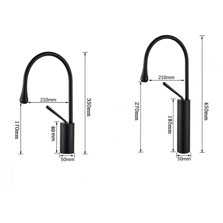 Un robinet de lavabo doré brossé au design arrondi avec une forme inspirée d'une goutte d'eau. Le bas cylindrique contraste avec la forme douce du robinet. Rotatif à 360° pour une maniabilité ultime. Réglage précis du débit et de la température de l'eau. Disponible en deux hauteurs : 350 mm ou 450 mm. Matériau en laiton. Idéal pour une salle de bain moderne ou classique.