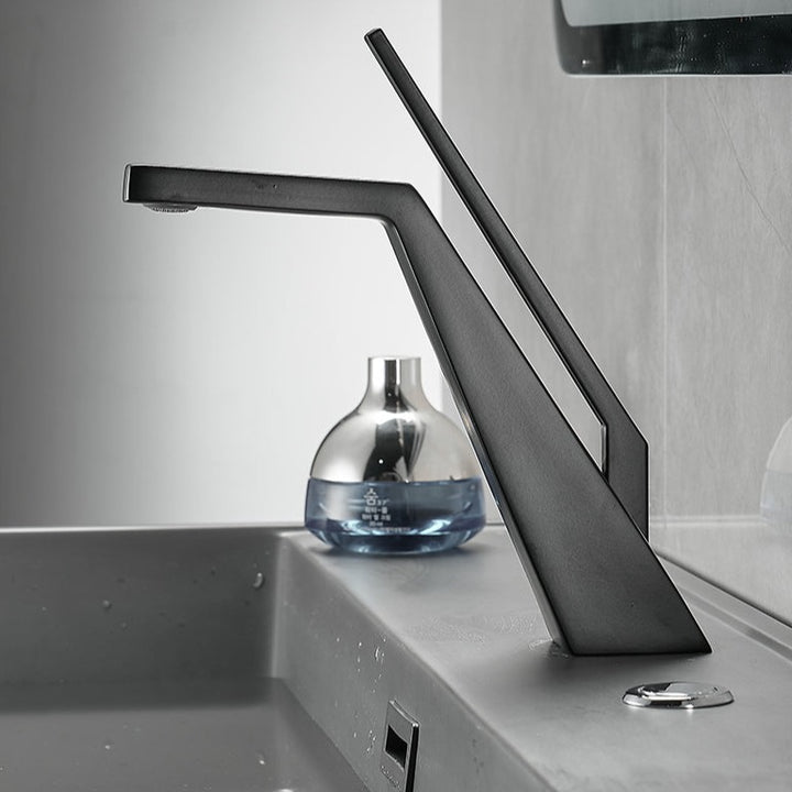 Robinet salle de bain lavabo mitigeur design contemporain - Noir, un robinet élégant en acier inoxydable pour votre lavabo.