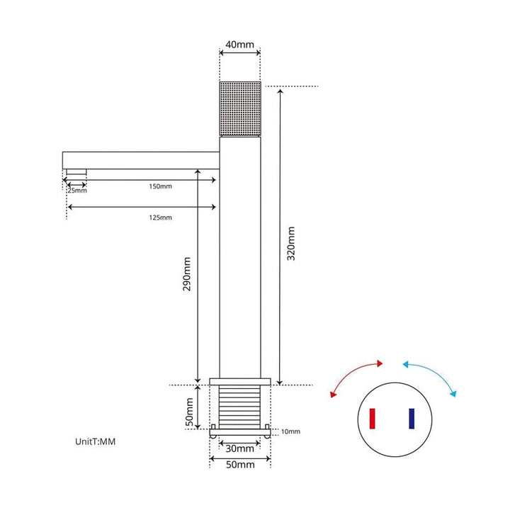 Un robinet lavabo salle de bain en laiton argenté brossé avec poignée ronde travaillée. Valve en céramique pour une durabilité optimale.