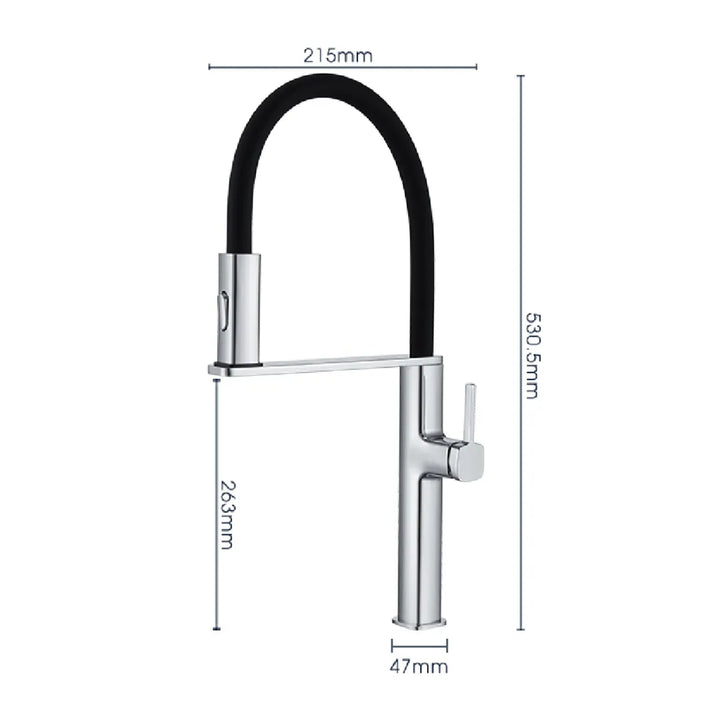 Un robinet évier cuisine flexible noir avec douchette magnétique - Laiton. Fonctionnel et design, il apporte une touche moderne à votre cuisine.